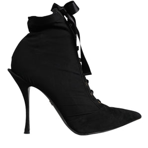 Dolce & Gabbana Black Lace Up Trekking Ankle Boots Shoes