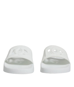 Dolce &amp; Gabbana White Rubber Slides Sandals Beachwear Shoes