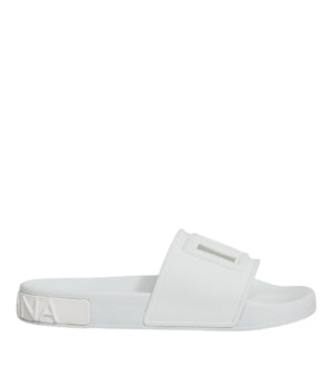 Dolce &amp; Gabbana White Rubber Slides Sandals Beachwear Shoes