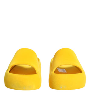 Dolce &amp; Gabbana Yellow Rubber Slides Sandals Beachwear Shoes