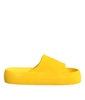 Dolce &amp; Gabbana Yellow Rubber Slides Sandals Beachwear Shoes