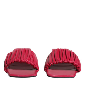 Dolce & Gabbana Fuchsia Leather Slides Flats Sandals Shoes