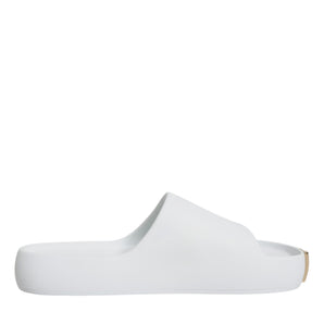 Dolce & Gabbana White Rubber Slides Sandals Beachwear Shoes