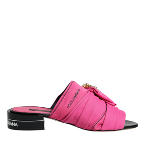 Dolce & Gabbana Pink Black Crystal Slides Sandals Shoes