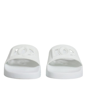 Dolce & Gabbana White Rubber Slides Sandals Beachwear Shoes