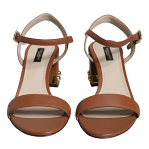 Dolce & Gabbana Brown Leather Ankle Strap Sandals Shoes