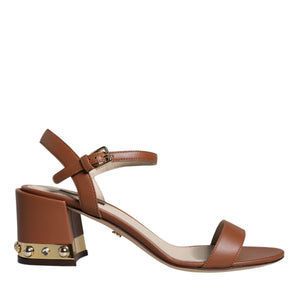 Dolce & Gabbana Brown Leather Ankle Strap Sandals Shoes