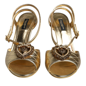 Dolce & Gabbana Gold Devotion Embellished Keira Sandals Shoes