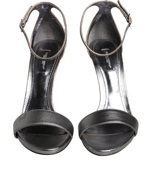 Dolce &amp; Gabbana Silver KEIRA Heels Ankle Strap Sandals Shoes