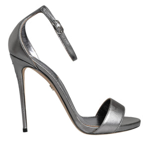 Dolce & Gabbana Silver KEIRA Heels Ankle Strap Sandals Shoes