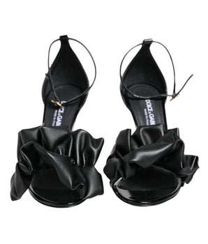 Dolce &amp; Gabbana Zapatos con sandalias de tacón con tira al tobillo de cuero negro