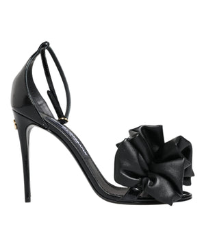 Dolce &amp; Gabbana Zapatos con sandalias de tacón con tira al tobillo de cuero negro