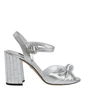 Dolce &amp; Gabbana Silver Mirror Heels KEIRA Sandals Shoes