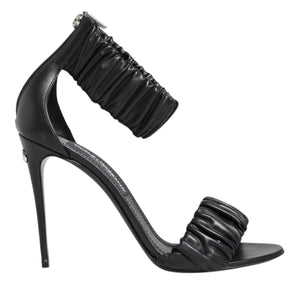 Dolce & Gabbana Black High Heels Ankle Strap Sandals Shoes