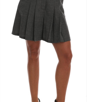 Dolce & Gabbana Gray Wool High Waist Mini Shorts Dolce & Gabbana 