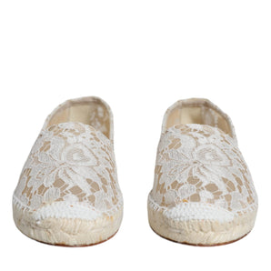 Dolce & Gabbana White Lace Viscose Espadrilles Flats Shoes