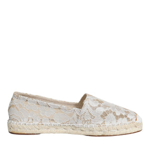 Dolce & Gabbana White Lace Viscose Espadrilles Flats Shoes