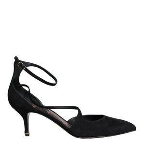 Dolce & Gabbana Black Suede Ankle Strap Heels Pumps Shoes