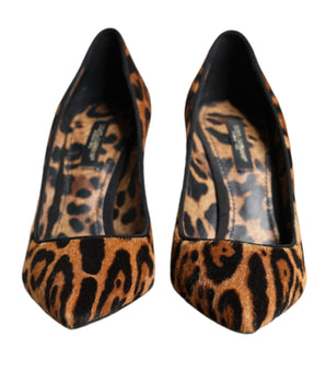 Dolce &amp; Gabbana Brown Leopard Calf Hair Heels Pumps Shoes