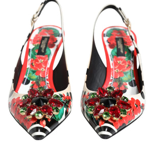 Dolce & Gabbana Multicolor Crystal Heels Slingback Shoes