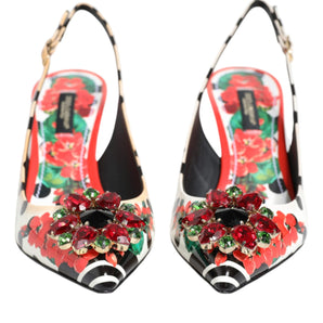 Dolce & Gabbana Multicolor Crystal Heels Slingback Shoes