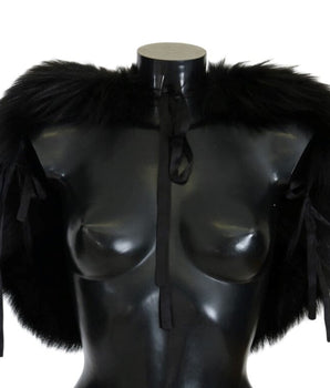 Dolce & Gabbana Black Silver Fox Fur Scarf Dolce & Gabbana 