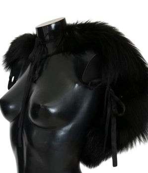 Dolce & Gabbana Black Silver Fox Fur Scarf Dolce & Gabbana 