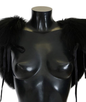 Dolce & Gabbana Black Silver Fox Fur Scarf Dolce & Gabbana 