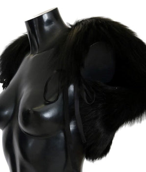 Dolce & Gabbana Black Silver Fox Fur Scarf Dolce & Gabbana 
