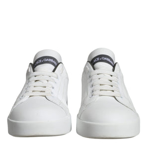 Dolce & Gabbana White Leather Portofino Low Top Sneakers Shoes