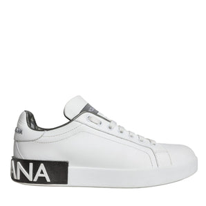 Dolce & Gabbana White Leather Portofino Low Top Sneakers Shoes