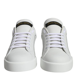 Dolce & Gabbana White Leather Portofino Low Top Sneaker Shoes