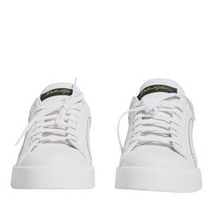 Dolce & Gabbana White Leather Portofino Low Top Sneaker Shoes