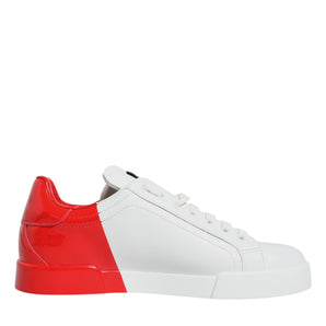 Dolce & Gabbana White Red Portofino Low Top Sneakers Shoes