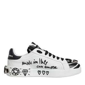 Dolce & Gabbana White Crystal Portofino Low Top Sneaker Shoes