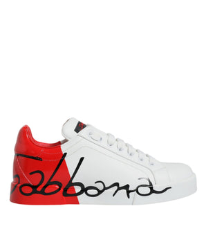 Dolce &amp; Gabbana Blanco Rojo Portofino Zapatillas Bajas Zapatos