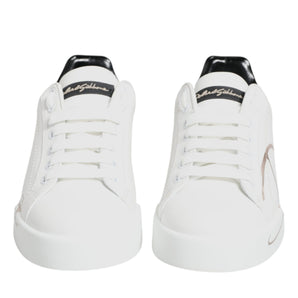 Dolce & Gabbana White Black Portofino Low Top Sneakers Shoes