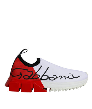 Dolce &amp; Gabbana Blanco Rojo Low Top Sorrento Hombres Zapatillas Zapatos