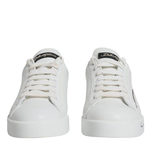 Dolce & Gabbana White Blue Portofino Low Top Sneakers Shoes