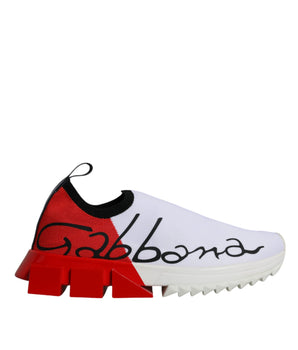 Dolce & Gabbana White Red Low Top Sorrento Men Sneakers Shoes
