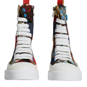 Dolce & Gabbana Multicolor Patchwork Logo High Top Sneakers Shoes