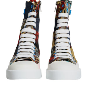 Dolce & Gabbana Multicolor Patchwork Logo High Top Sneakers Shoes