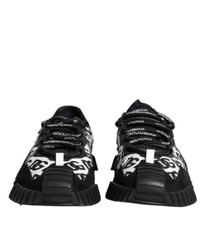 Dolce &amp; Gabbana Black Logo Lace Up Low Top NS1 Sneakers Shoes