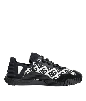 Dolce &amp; Gabbana Black Logo Lace Up Low Top NS1 Sneakers Shoes