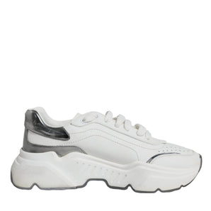 Dolce & Gabbana Silver White Daymaster Low Top Sneakers Shoes