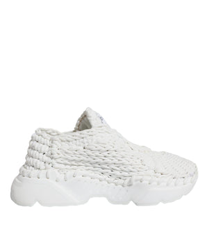 Dolce & Gabbana White Knitted Daymaster Sneakers Shoes