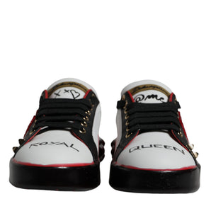 Dolce & Gabbana White Red Crystals Portofino Sneakers Shoes