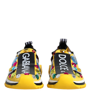 Dolce &amp; Gabbana Yellow Sorrento Crystals Low Top Sneakers Shoes