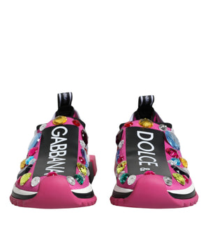 Dolce &amp; Gabbana Pink Sorrento Crystals Low Top Sneakers Shoes