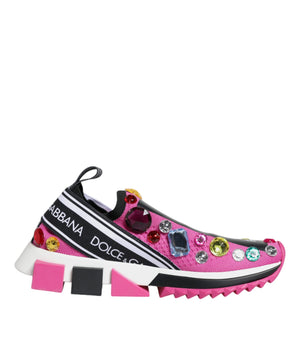 Dolce &amp; Gabbana Pink Sorrento Crystals Low Top Sneakers Shoes